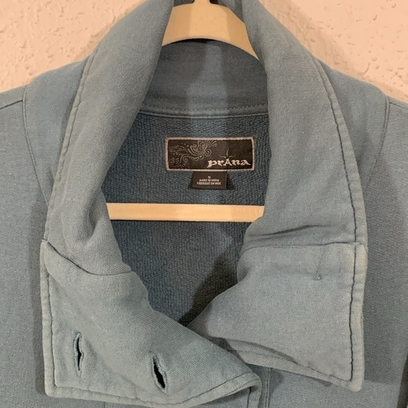 Prana Teal Blu/Green 100% cotton French Terry Long Sleeve Jacket size S - Picture 2 of 11